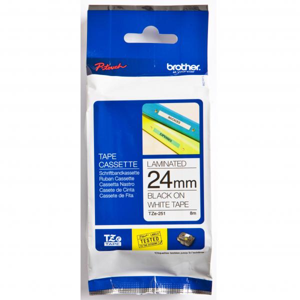 Brother oryginalny taśma do drukarek etykiet Brother TZE 251 czarny druk biały podkład laminowane 8m 24mm - obrazek 3