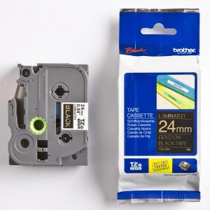 Brother oryginalny taśma do drukarek etykiet Brother TZE 354 złoty druk czarny podkład laminowane 8m 24mm