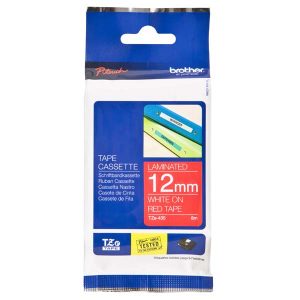 Brother oryginalny taśma do drukarek etykiet Brother TZE 435 biały druk czerwony podkład laminowane 8m 12mm