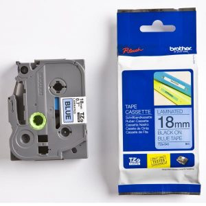 Brother oryginalny taśma do drukarek etykiet Brother TZE 541 czarny druk niebieski podkład laminowane 8m 18mm