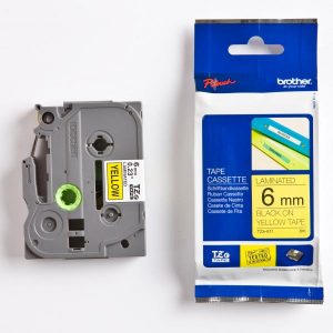 Brother oryginalny taśma do drukarek etykiet Brother TZE 611 czarny druk żołty podkład laminowane 8m 6mm