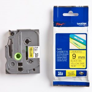 Brother oryginalny taśma do drukarek etykiet Brother TZE 621 czarny druk żołty podkład laminowane 8m 9mm
