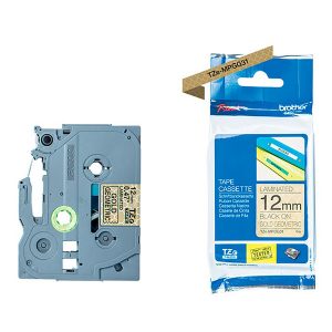 Brother oryginalny taśma do drukarek etykiet Brother TZE MPGG31 czarny druk złoty podkład 4m 12mm geometricky vzorek
