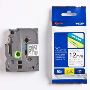 Brother oryginalny taśma do drukarek etykiet Brother TZE M31 czarny druk przeźroczysty matowy podkład laminowane 8m 12mm