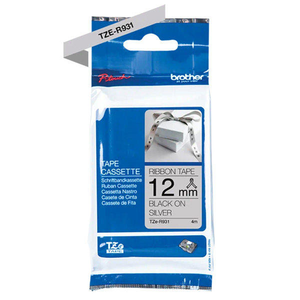 Brother oryginalny taśma do drukarek etykiet Brother TZE R931 czarny druk srebrny podkład tekstylny 4m 12mm