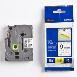 Brother oryginalny taśma do drukarek etykiet Brother TZE S121 czarny druk przezroczysty podkład laminowane 8m 9mm mocny kle