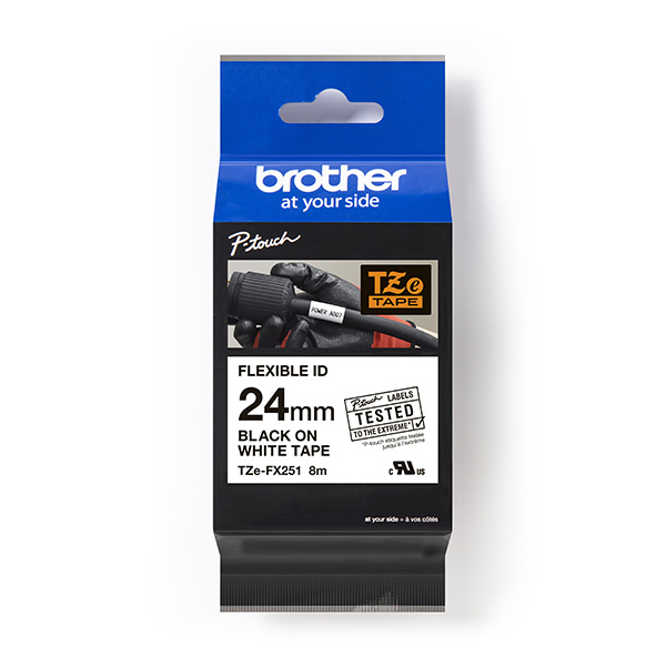 Brother oryginalny taśma do drukarek etykiet Brother TZE FX251 czarny druk biały podkład laminowane 8m 24mm flexibilni
