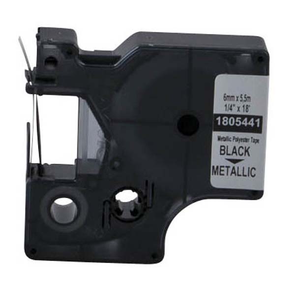 Dymo oryginalny taśma do drukarek etykiet Dymo 1805441 czarny druk metaliczny podkład 5.5m 6mm RHINO poliestrowa trwała - obrazek 2