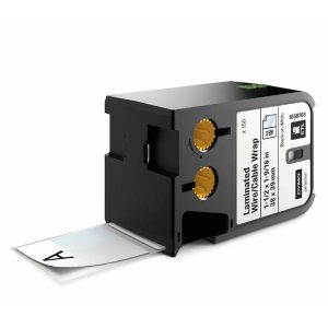 Dymo oryginalny etykiety Dymo 1868708 czarny druk biały podkład 38mm x 39mm 150szt XTL laminowana na rury i przewody elektry