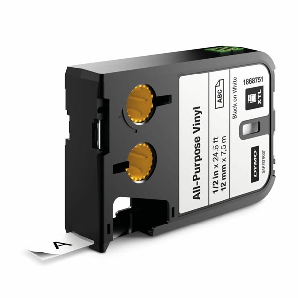Dymo oryginalny taśma do drukarek etykiet Dymo 1868751 czarny druk biały podkład 7m 12mm XTL winylowa uniwersalna