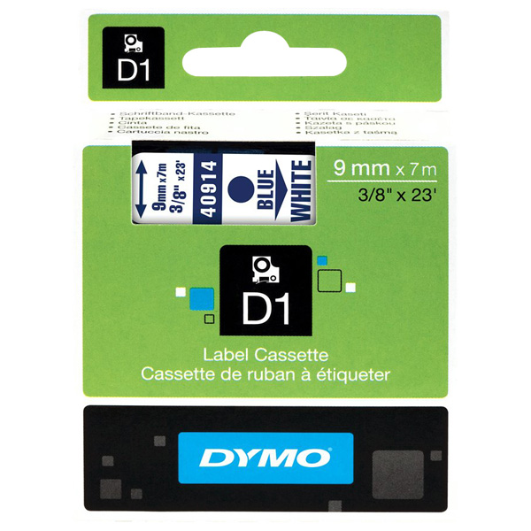 Dymo oryginalny taśma do drukarek etykiet Dymo 40914 S0720690 niebieski druk biały podkład 7m 9mm D1 - obrazek 3