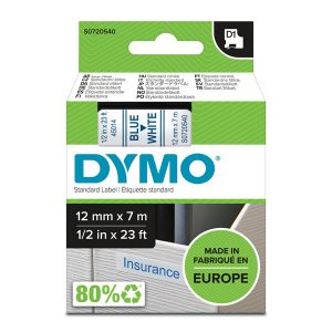 Dymo oryginalny taśma do drukarek etykiet Dymo 45014 S0720540 niebieski druk biały podkład 7m 12mm D1