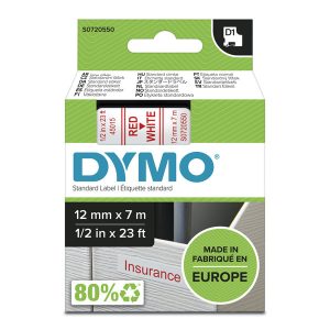 Dymo oryginalny taśma do drukarek etykiet Dymo 45015 S0720550 czerwony druk biały podkład 7m 12mm D1