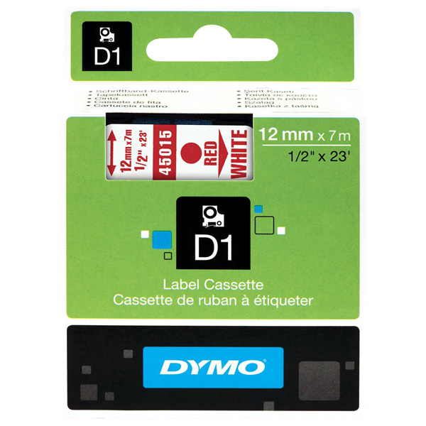 Dymo oryginalny taśma do drukarek etykiet Dymo 45015 S0720550 czerwony druk biały podkład 7m 12mm D1 - obrazek 3