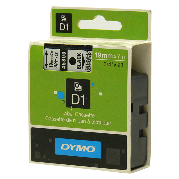 Dymo oryginalny taśma do drukarek etykiet Dymo 45800 S0720820 czarny druk przezroczysty podkład 7m 19mm D1 - obrazek 3