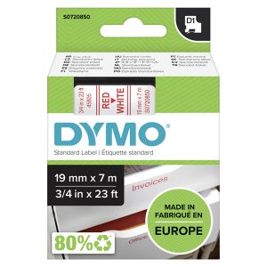 Dymo oryginalny taśma do drukarek etykiet Dymo 45805 S0720850 czerwony druk biały podkład 7m 19mm D1