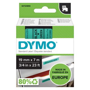 Dymo oryginalny taśma do drukarek etykiet Dymo 45809 S0720890 czarny druk zielony podkład 7m 19mm D1