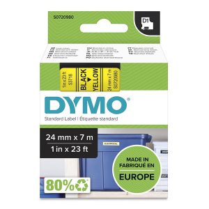 Dymo oryginalny taśma do drukarek etykiet Dymo 53718 S0720980 czarny druk żołty podkład 7m 24mm D1