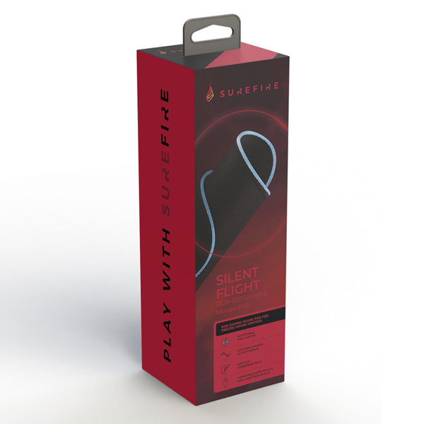 Podkładka pod mysz Silent Flight RGB do gry czarna 320 x 260 x 3 mm 3 mm Surefire - obrazek 3