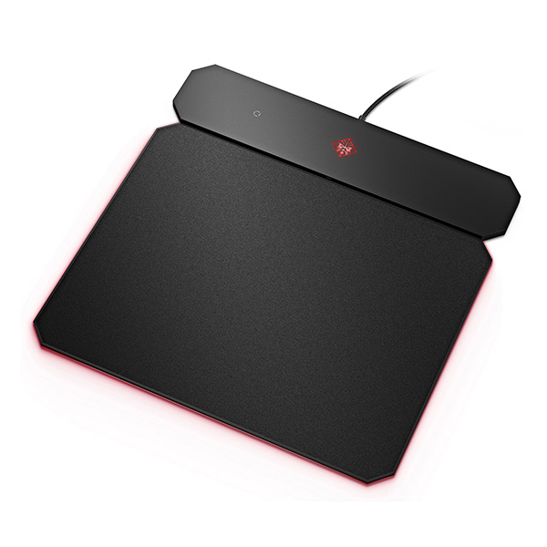 Podkładka pod mysz OMEN by HP Outpost z ładowarką Qi do gry czarna 346x344 mm 10.5 mm HP podświetlona - obrazek 3
