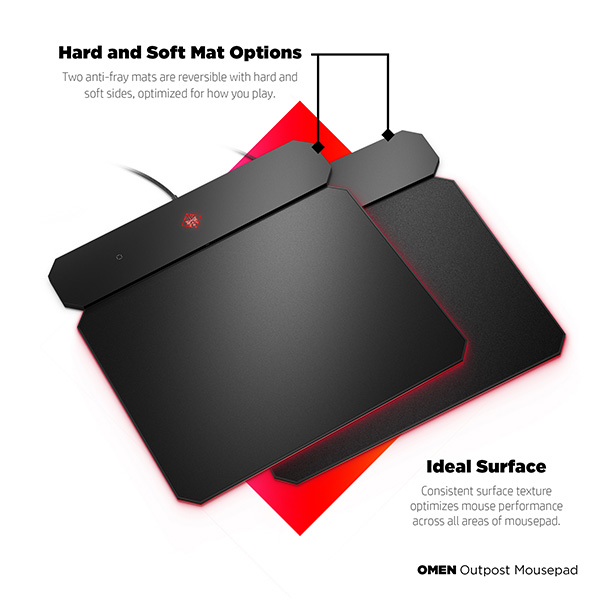 Podkładka pod mysz OMEN by HP Outpost z ładowarką Qi do gry czarna 346x344 mm 10.5 mm HP podświetlona - obrazek 7