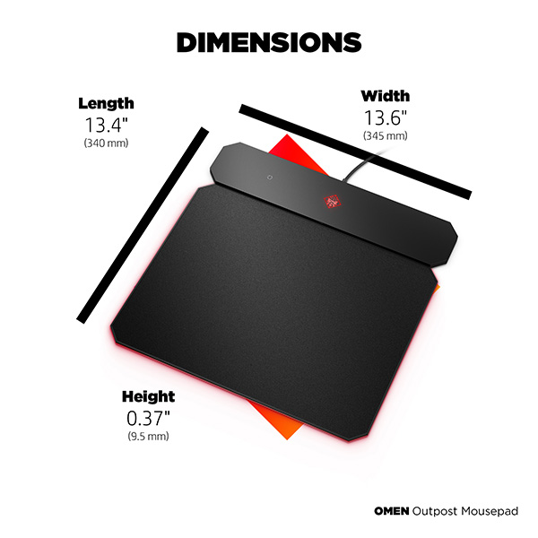 Podkładka pod mysz OMEN by HP Outpost z ładowarką Qi do gry czarna 346x344 mm 10.5 mm HP podświetlona - obrazek 8
