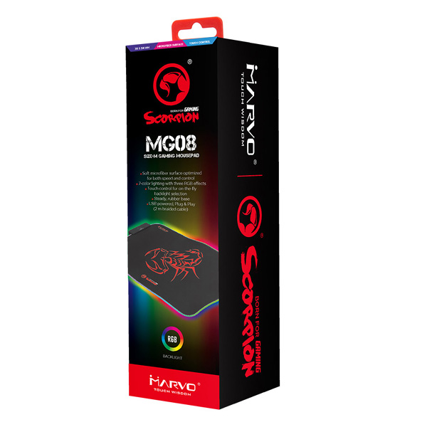 RGB Podkładka pod mysz MG8 do gry czarna 350 x 250 mm 3 mm Marvo podświetlenie RGB - obrazek 6