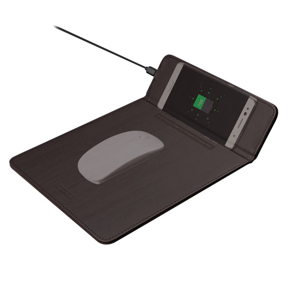 Podkładka pod mysz auraPad 2 Antypoślizgowe brązowa 23x25 cm 2.5 mm Promate z ładowarką indukcyjną - obrazek 4