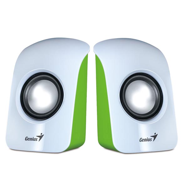 Genius głośniki SP U115 2.0 3W Biało zielone regulacja głośności stołowy 200Hz 18kHz