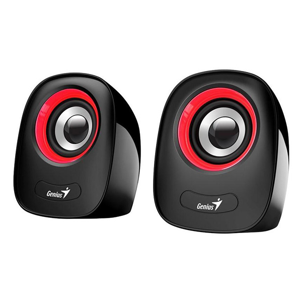 Genius głośniki SP Q160 2.0 6W czarno czerwony regulacja głośności stołowy 35 mm jack USB 150Hz 20kHz