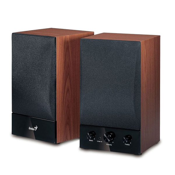 Genius głośniki SP HF1250B 2.0 40W brązowe regulacja głośności drewniane 70Hz 20kHz