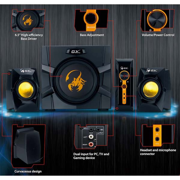 Genius głośniki SW G2.1 3000 2.1 70W czarne regulacja głośności do gry - obrazek 2