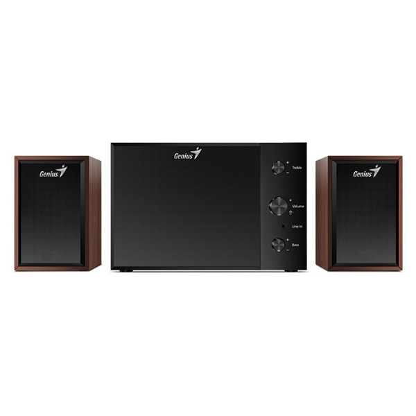Genius głośniki SW 2.1 350 2.1 15W brązowo czarny kontroler kontrola tonow niskich i wysokich 35 mm jack 40Hz20kHz - obrazek 2