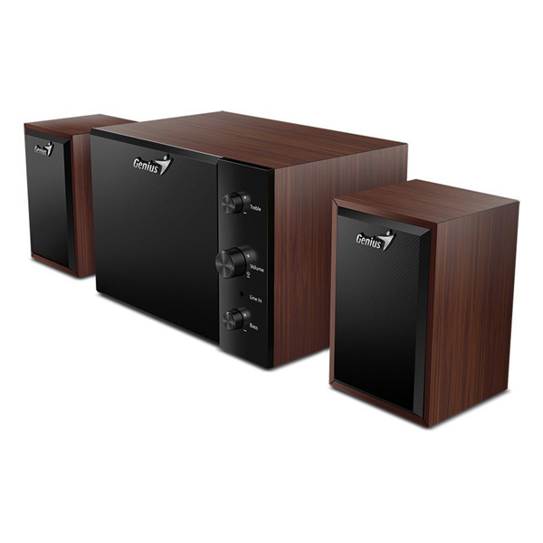 Genius głośniki SW 2.1 350 2.1 15W brązowo czarny kontroler kontrola tonow niskich i wysokich 35 mm jack 40Hz20kHz - obrazek 3