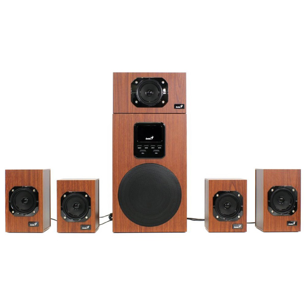 Genius głośniki SW HF 5.1 4800 v2 5.1 125W brązowe zdalne sterowanie kino domowe 35 mm jack 40Hz20kHz - obrazek 2