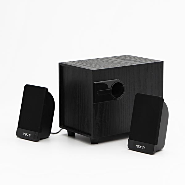 Logo głośniki SPZ3 2.1 8W czarne regulacja głośności drewniane
