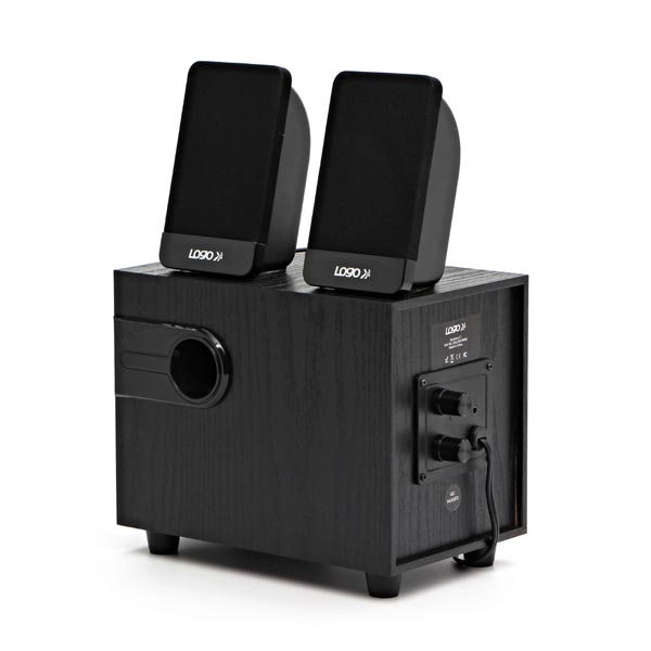 Logo głośniki SPZ3 2.1 8W czarne regulacja głośności drewniane - obrazek 3