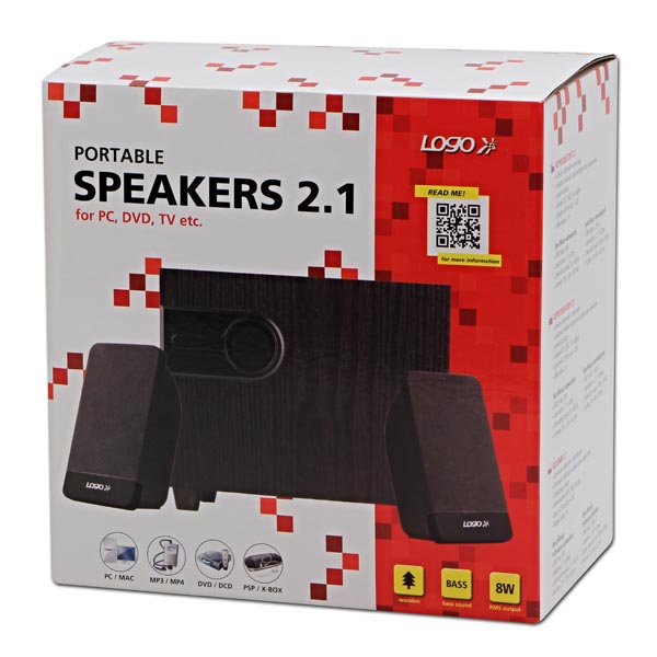 Logo głośniki SPZ3 2.1 8W czarne regulacja głośności drewniane - obrazek 5