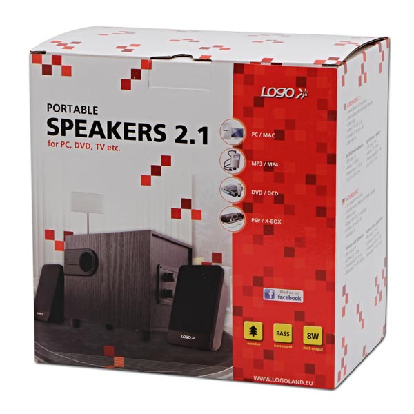 Logo głośniki SPZ3 2.1 8W czarne regulacja głośności drewniane - obrazek 6