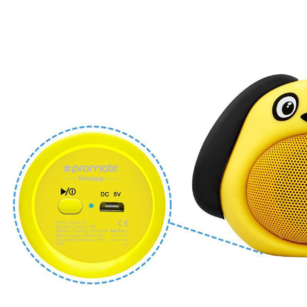 Promate Głośnik bluetooth Snoopy Li Ion 1.0 3W żołty dla dzieci - obrazek 4