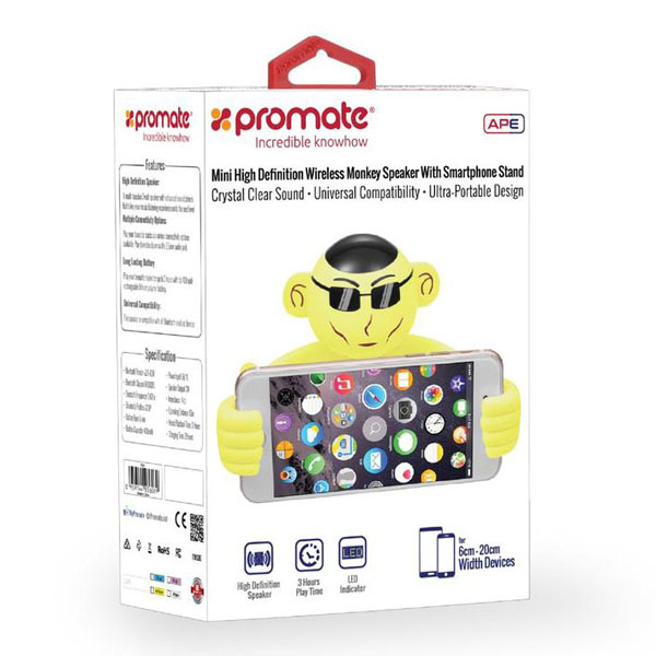 Promate Głośnik bluetooth Ape Li Ion 1.0 3W rożowy dla dzieci uchwyt na telefon - obrazek 7