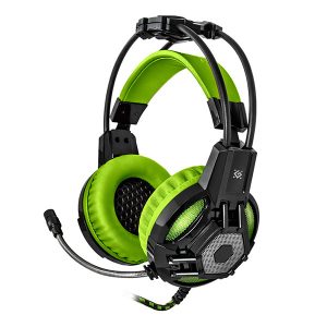 Defender Lester Gaming Headset słuchawki z mikrofonem regulacja głośności czarno zielona 2.0 50 mm przetworniki typ 2x 3.5 m