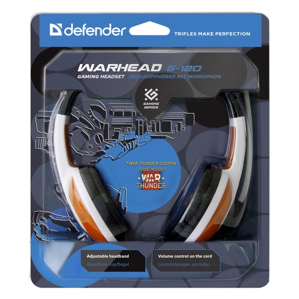 Defender Warhead G 120 Gaming Headset słuchawki z mikrofonem regulacja głośności biało czerwony 2x 3.5 mm jack - obrazek 7