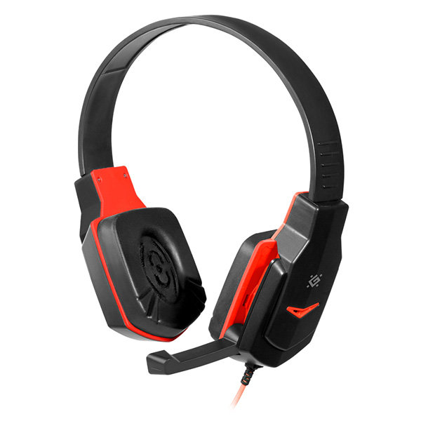 Defender Warhead G 320 Gaming Headset słuchawki z mikrofonem regulacja głośności czarno czerwona 2.0 2x 3.5 mm jack
