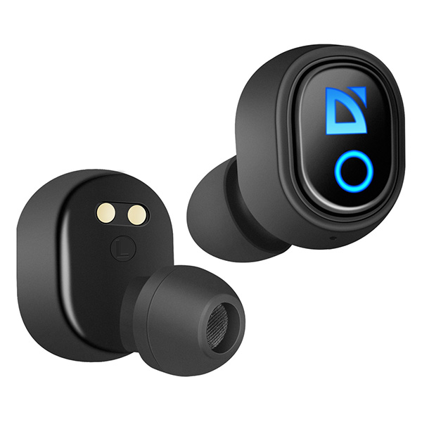 Defender Twins 639 słuchawki z mikrofonem bez regulacji głośności na przewodzie czarna douszne BT 5.0 TWS etui z ładowarką