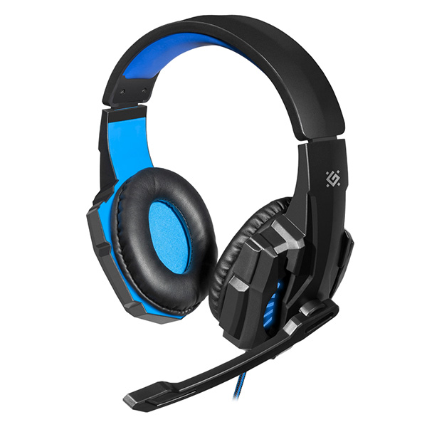 Defender Warhead G 390 LED Gaming Headset słuchawki z mikrofonem regulacja głośności czarno niebieski 2.0 40 mm przetworniki