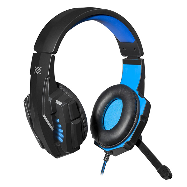 Defender Warhead G 390 LED Gaming Headset słuchawki z mikrofonem regulacja głośności czarno niebieski 2.0 40 mm przetworniki - obrazek 2