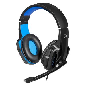 Defender Warhead G 390 Gaming Headset słuchawki z mikrofonem regulacja głośności czarno niebieski 2.0 40 mm przetworniki typ