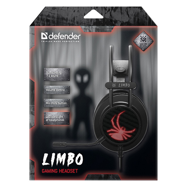 Defender Limbo Gaming Headset słuchawki z mikrofonem regulacja głośności czarna 7.1 virtual 50 mm przetworniki typ USB - obrazek 6