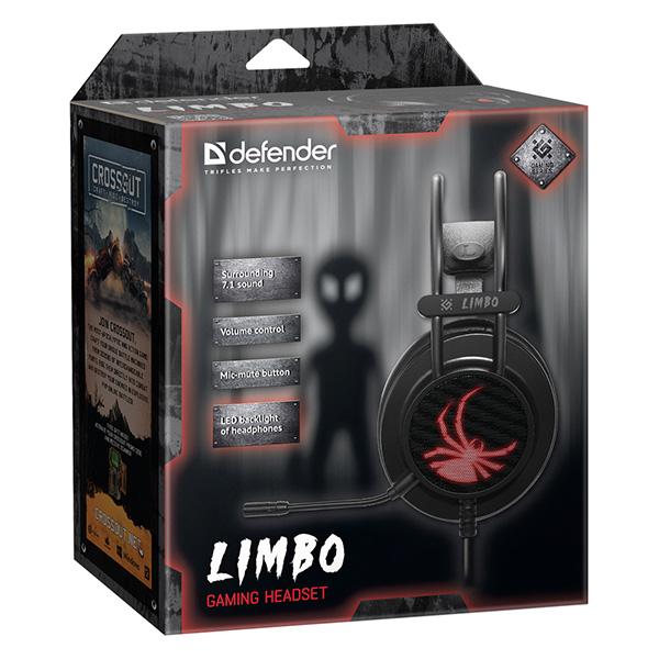 Defender Limbo Gaming Headset słuchawki z mikrofonem regulacja głośności czarna 7.1 virtual 50 mm przetworniki typ USB - obrazek 7